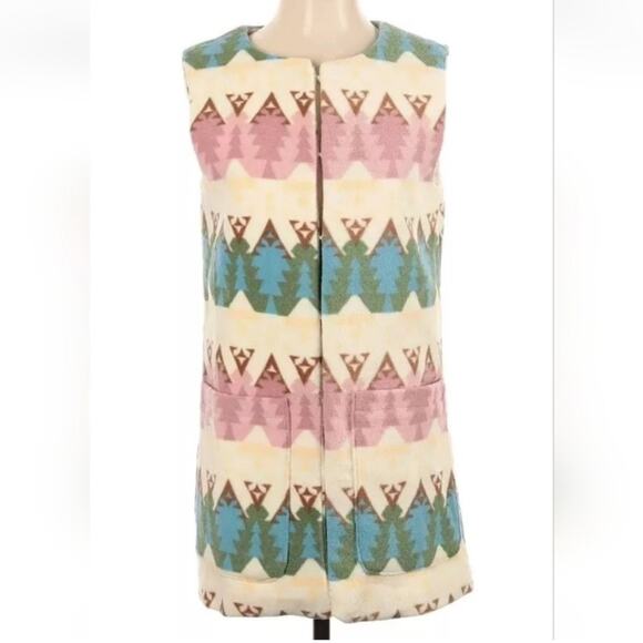Dudley Stephens Capsule Collection Fleece Aztec Style Vest Size Med Tuckernuck - Picture 1 of 6